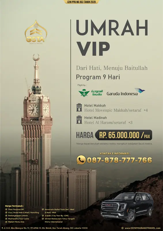 Paket Umroh Privat Mewah Vip 9 Hari